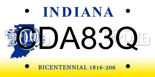 CDA83Q Indiana License Plate