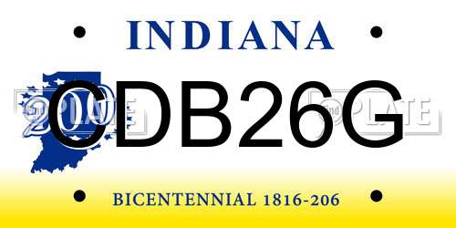 CDB26G Indiana License Plate