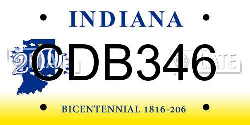 CDB346 Indiana License Plate