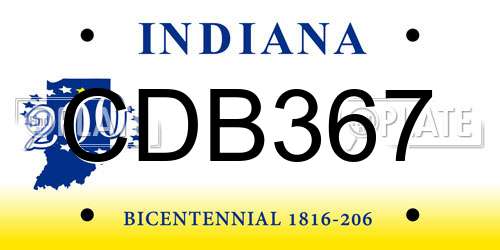CDB367 Indiana License Plate