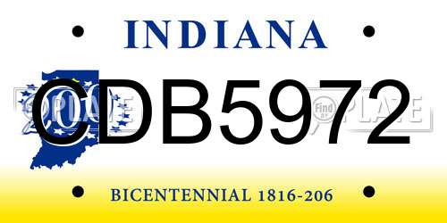 CDB5972 Indiana License Plate