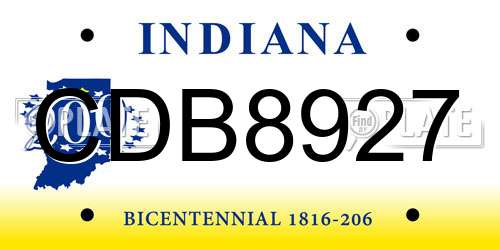 CDB8927 Indiana License Plate