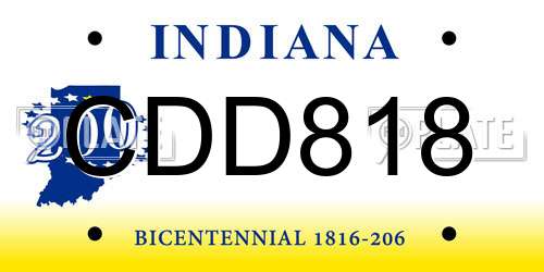 CDD818 Indiana License Plate