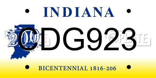 CDG923 Indiana License Plate