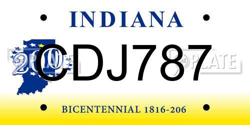 CDJ787 Indiana License Plate
