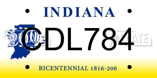 CDL784 Indiana License Plate
