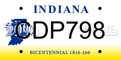 CDP798 Indiana License Plate