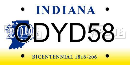 CDYD58 Indiana License Plate