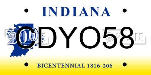 CDYO58 Indiana License Plate