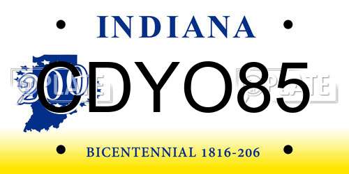 CDYO85 Indiana License Plate