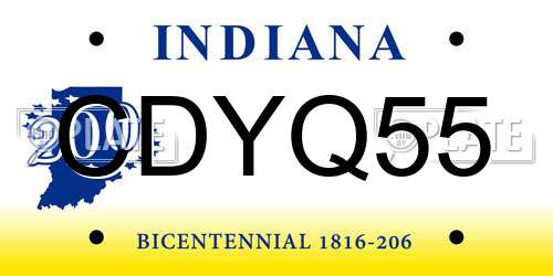CDYQ55 Indiana License Plate