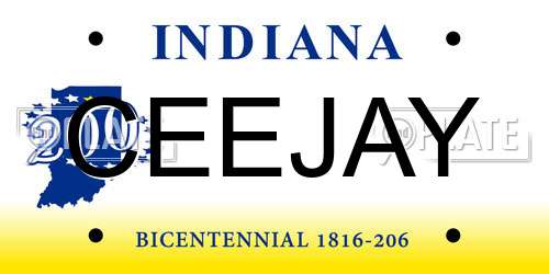 CEEJAY Indiana License Plate