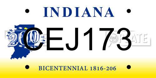 CEJ173 Indiana License Plate