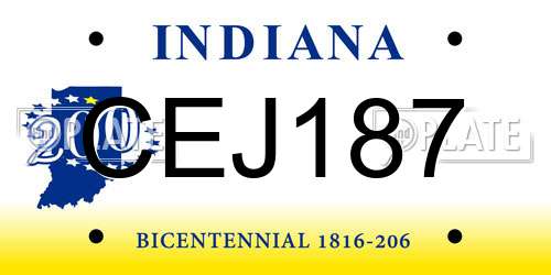 CEJ187 Indiana License Plate