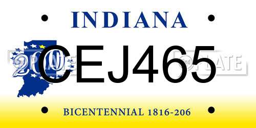 CEJ465 Indiana License Plate