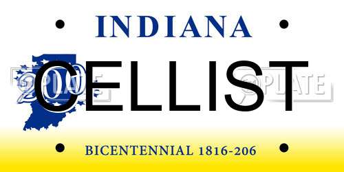 CELLIST Indiana License Plate