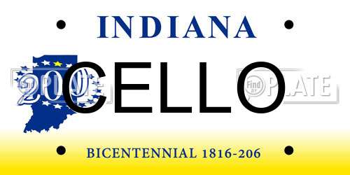 CELLO Indiana License Plate
