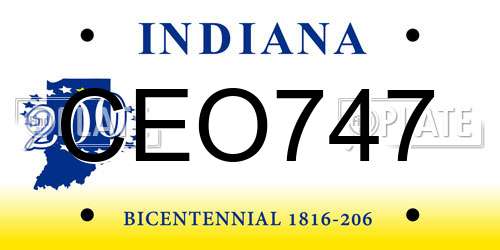 CEO747 Indiana License Plate