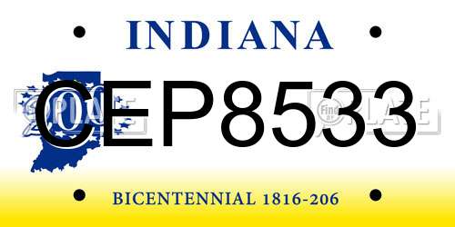 CEP8533 Indiana License Plate