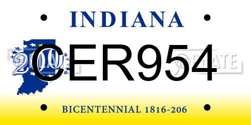 CER954 Indiana License Plate