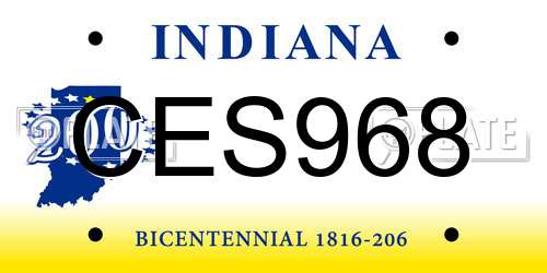 CES968 Indiana License Plate