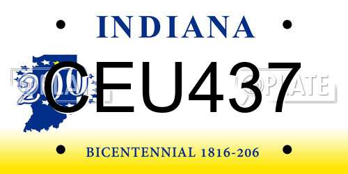 CEU437 Indiana License Plate