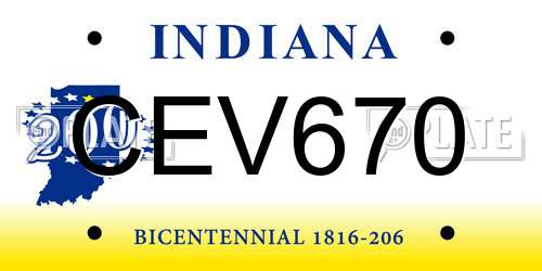 CEV670 Indiana License Plate