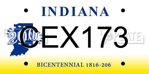 CEX173 Indiana License Plate