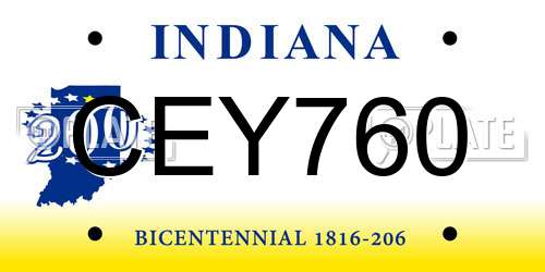 CEY760 Indiana License Plate