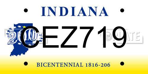 CEZ719 Indiana License Plate