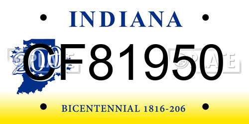 CF81950 Indiana License Plate