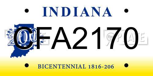 CFA2170 Indiana License Plate