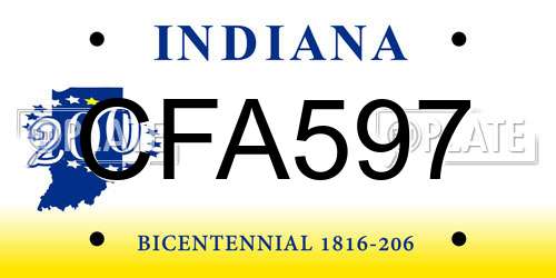 CFA597 Indiana License Plate