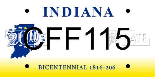 CFF115 Indiana License Plate