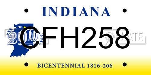 CFH258 Indiana License Plate