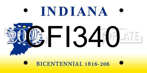 CFI340 Indiana License Plate