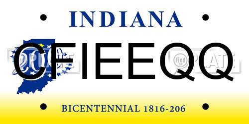 CFIEEQQ Indiana License Plate