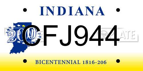 CFJ944 Indiana License Plate