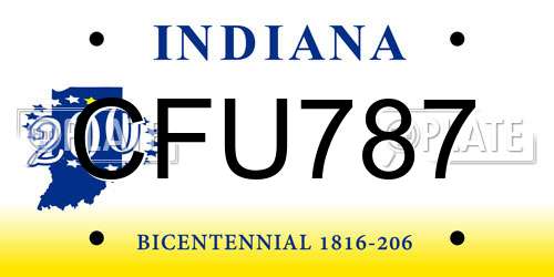 CFU787 Indiana License Plate