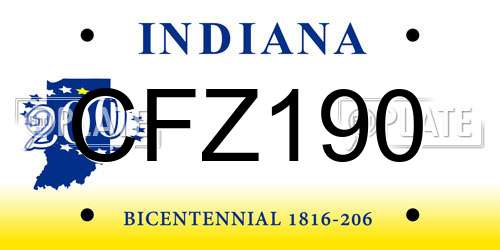 CFZ190 Indiana License Plate