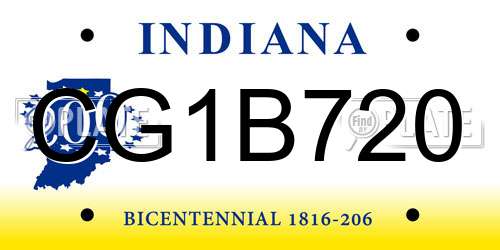 CG1B720 Indiana License Plate