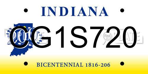 CG1S720 Indiana License Plate