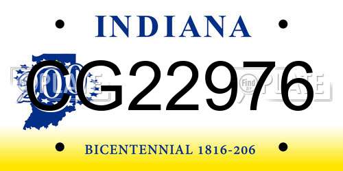 CG22976 Indiana License Plate