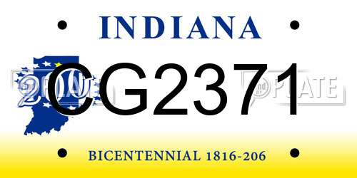 CG2371 Indiana License Plate