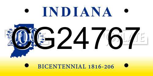 CG24767 Indiana License Plate