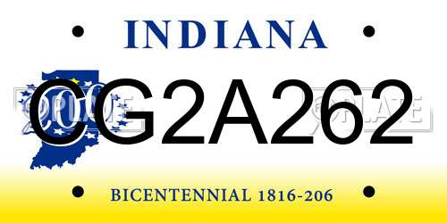 CG2A262 Indiana License Plate