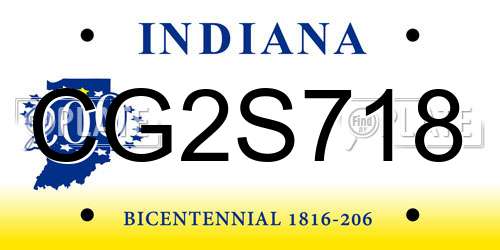 CG2S718 Indiana License Plate