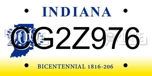 CG2Z976 Indiana License Plate