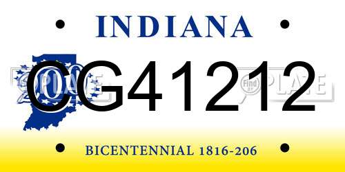 CG41212 Indiana License Plate