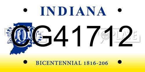 CG41712 Indiana License Plate